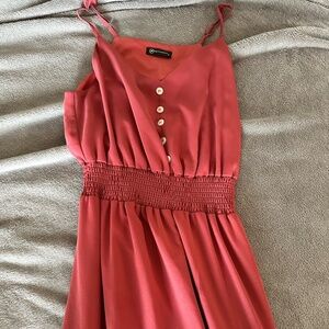Pretty Garden Coral XS Tank Maxi Dress Vneck Tiered Buttons